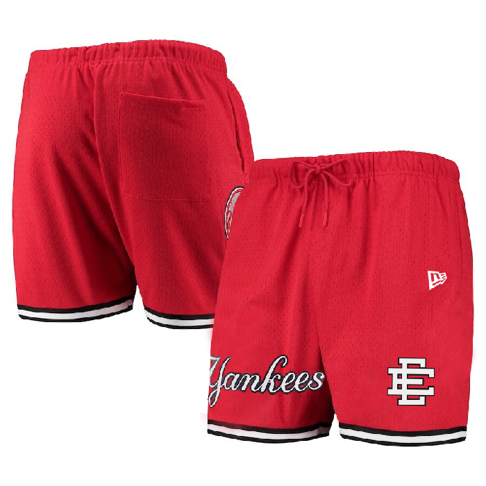 Men's New York Yankees Red Mesh Shorts 001